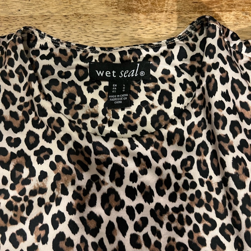 Wet Seal Animal Print Blouse in Black, Brown & Tan